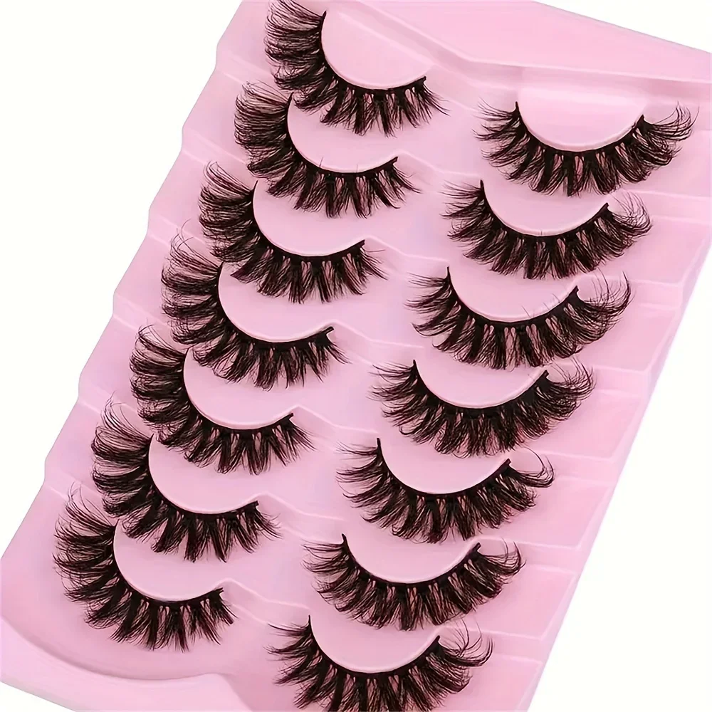 7 Paar Wimpern, flauschige Katzenaugen-Wimpern, dünnes 6D-Volumen, falsche Wimpern, weiche, lockige, gefälschte Wimpern für den täglichen Gebrauch auf Party, Festival, Make-up – Detail 4