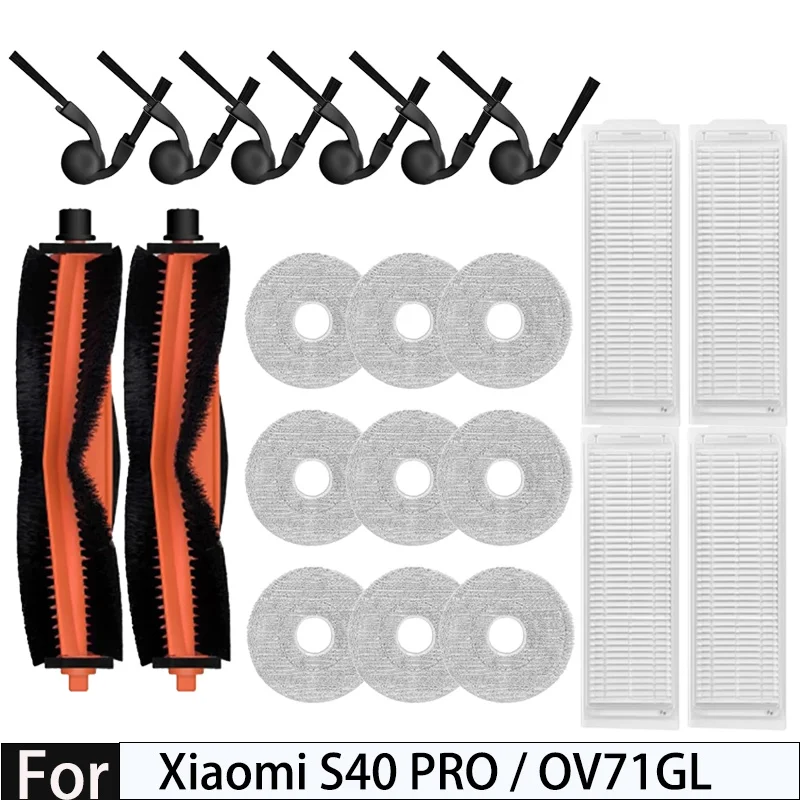 

For Xiaomi S40 PRO / OV71GL Robot vacuum cleaner Accessories Main Side Brush Mop Cloth Filter Dust Bag Replacement Spare Parts