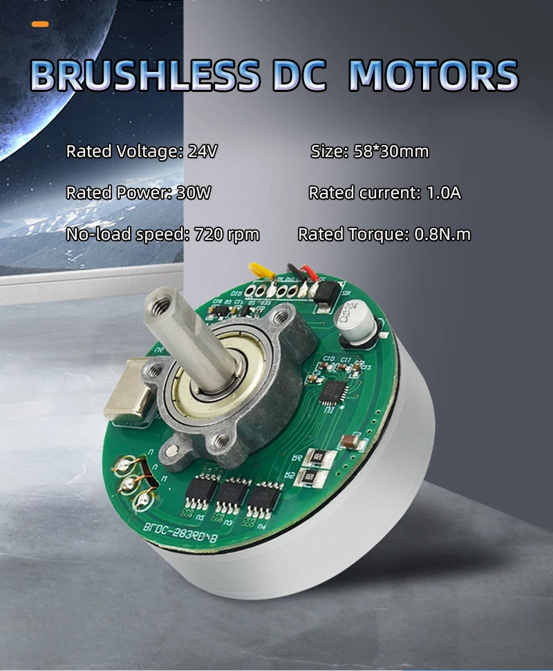 2024 Faradyi 24V Brushless BLDC DC Motor 30W 720rpm  Electric Motor