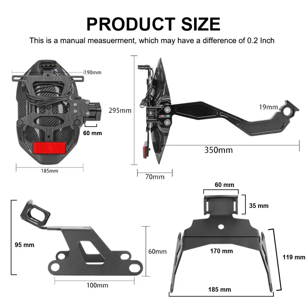 CB650R Mudguard Splash Protection Fender With License Plate Bracket For Honda CB650R CB650 R 2021-2023 Rear Extender Accessories