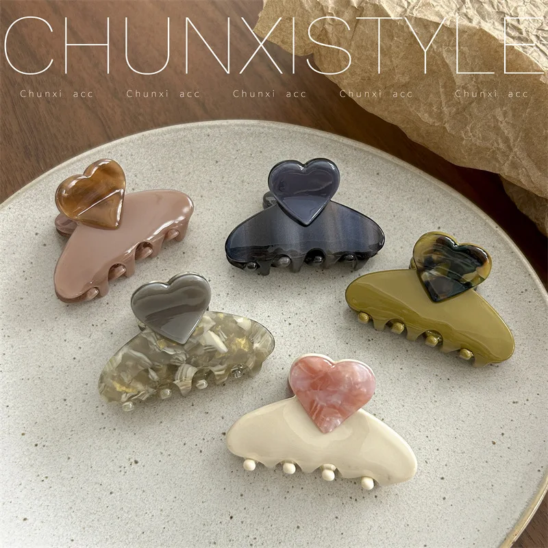 

Sweet Korean Girl Heart Acetate Hair Clip High Ponytail Holder Japanese Half Updo Hair Accessory