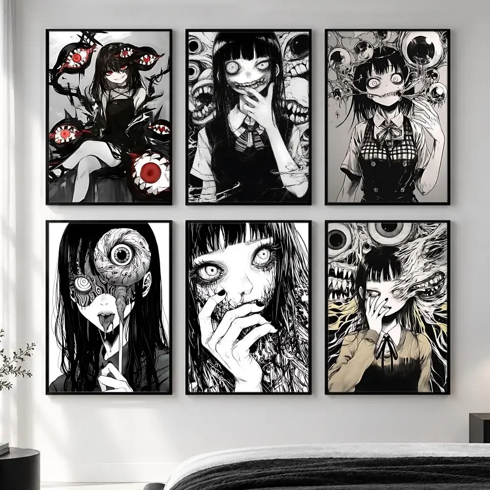 pattern Horror Anime Girl with Eyes HD Poster Simple Home Decoration Suitable for Living Room Bedroom Corridor Gift Giving