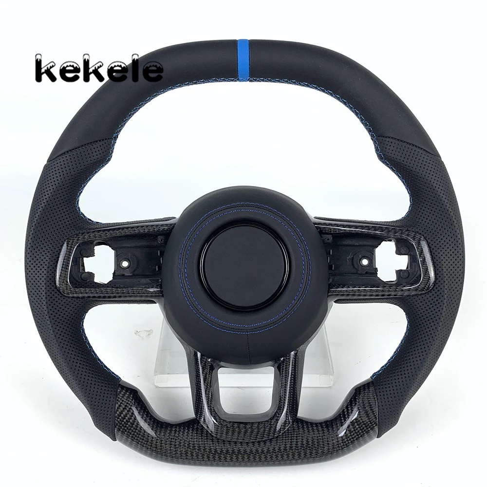 Exquisite Blue Striped High-quality  Carbon Fiber Steering Wheel Suitable for Jeep Wrangler JK 2007-2021 Supports Customization