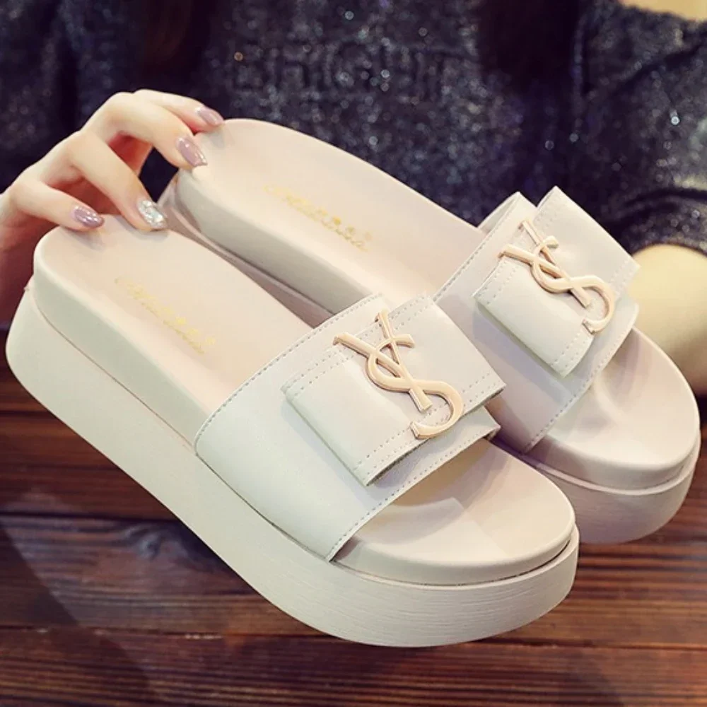 Women Summer Slippers Shoes Platform Design Slides Fashion Letters Ladies Shoes Casual Slipper Outside Non-slip Slippers Sandals