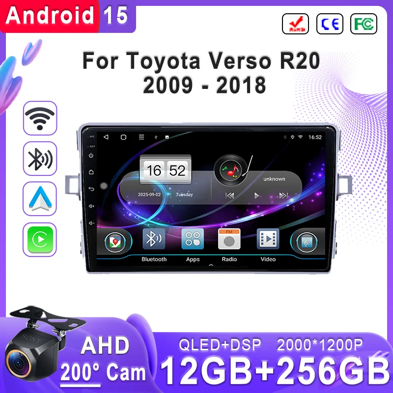 

Android 15 Multimedia For Toyota Verso R20 2009 - 2018 Stereo Head Unit 2K Incell Screen GPS Navigation High-performance wifi