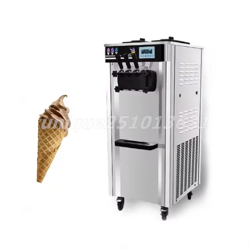 20-25l/H Low Noise Three Flavors Soft Serve Ice Cream Machine Stainless Steel Ice Cream Machine Sundae Freeze Cone Maker