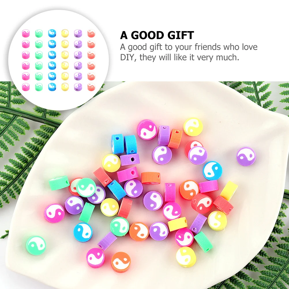 

100pcs 2 Bags Premium Polymer Clay Beads Tai Chi Yin Yang Spacer Loose Beads For Diy Jewelry Craft Bracelet Necklace Decoration