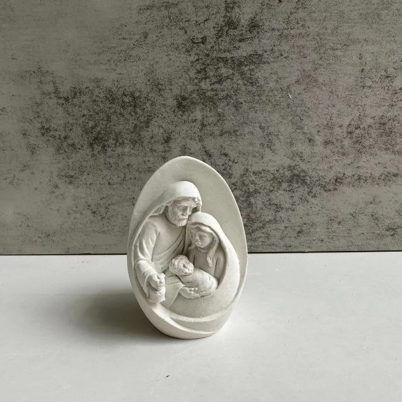 Jesus Birth Mold Egg-Shaped Three-Dimensional Aromatherapy Candle Mould Jesus Family Plaster Mold