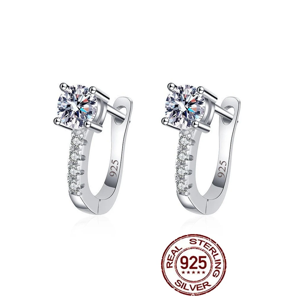 Cww zircons Sterling Silber trend ige runde cz u Form Ohr stecker für Frauen Party Engagement