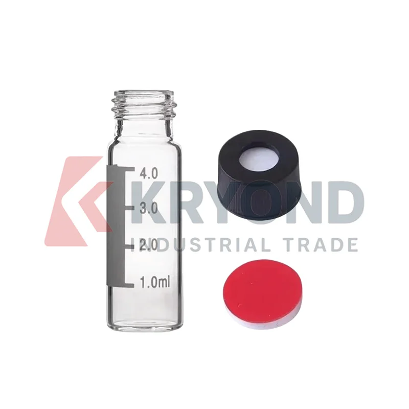 Generic 4mL Clear Chromatography Vial 13mm Black Open Top Cap Autosampler Sample Bottle with Scale HPLC GC Lab Analysis 100PCS