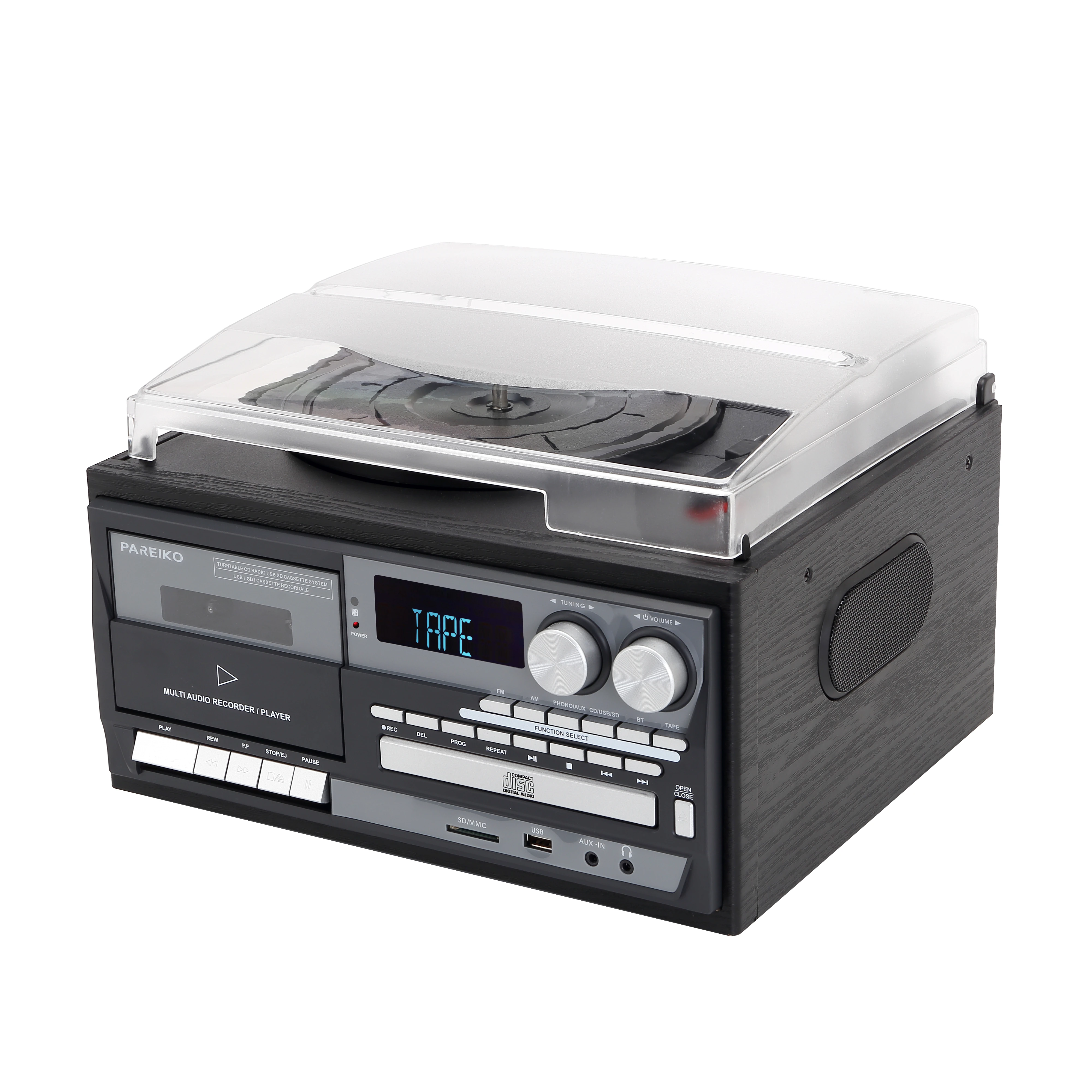 Vintage All in 1 Vinyl Turntable Player Radio AM FM Record Player 3 Speed Turntable With Built-in Speakers BT view 2