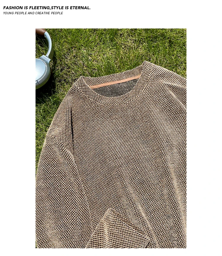 Herren-Strickoberteil mit Rundhalsausschnitt und langen Ärmeln, verwaschenem Farbverlauf, Oversized-Schnitt, weiche Textur, für Jugendliche Streetwear – Detail 18