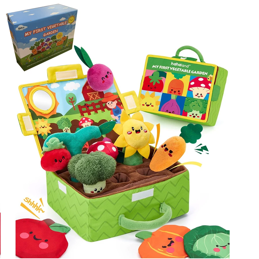Babyspeelgoed 6-12 maanden Zachte babybijenkorf met 5 sensorische bijenrammelaar Spiegel Crinkle Pieper Druk Montessori Zacht speelgoed voor peuters