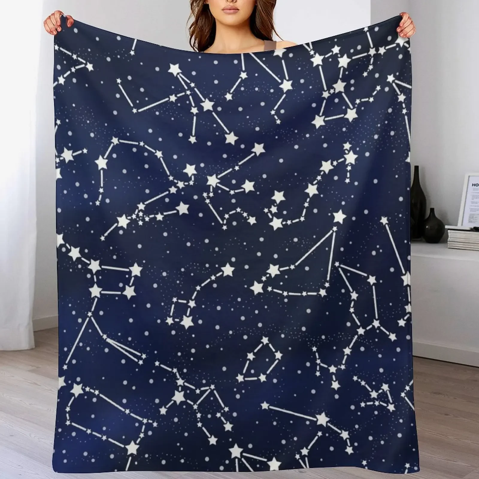 Vintage 1950s Inspired Outer Space Constellation Star Map Throw Blanket Reusable Durable Soft Blanket for All Seasons