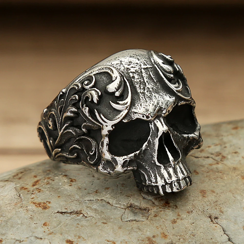 Men\'s Vintage Skull Ring Gothic 316L Stainless Steel Biker Rings For Men Women Punk Motorcycle Band Jewelry Gift Dropshipping