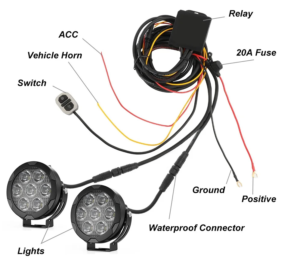 Spot and Fog Beam Motorcycle External LED Headlamp 4.5 inch Motorcycle Headlight 3000K 6000K Led Light for Motorcycle