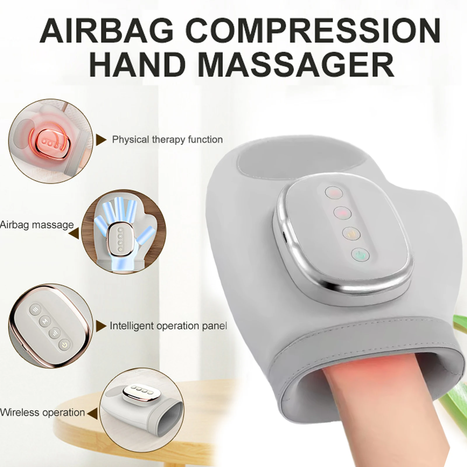 Hand Massager with Airbag Compression Finger Wrist Palm Massage Machine Vibration Glove for Hand Muscle Relax Gift for Men Women