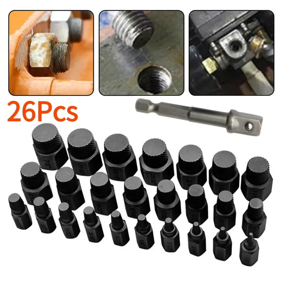

10/26Pcs Screw and Bolt Extractor Drill Set Multi-Spline Bolt Extractor Set Remove Broken Bolts Repairing Furniture