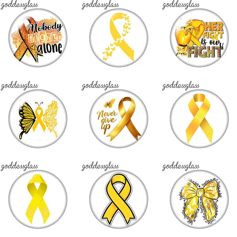 Yellow ribbon against war be together 12mm/18mm/20mm/25mm Round photo glass cabochon flat back Making findings DIY snap buttons
