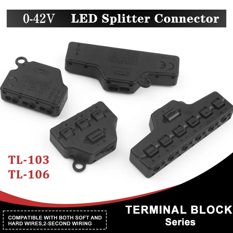 

5PCS Quick Wire Connect Low Voltage 3/6 Port Out Line Splitter Distribution Block For Lighting Led Strip Connection Terminal