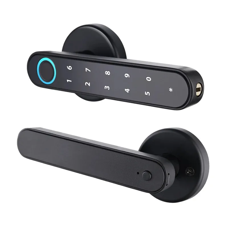 Imagem -03 - Tuya Smart Fingerprint Electronic Door Lock Single Trava Dead Bolt Key Senha App Desbloquear Interior de Madeira e Porta de Metal