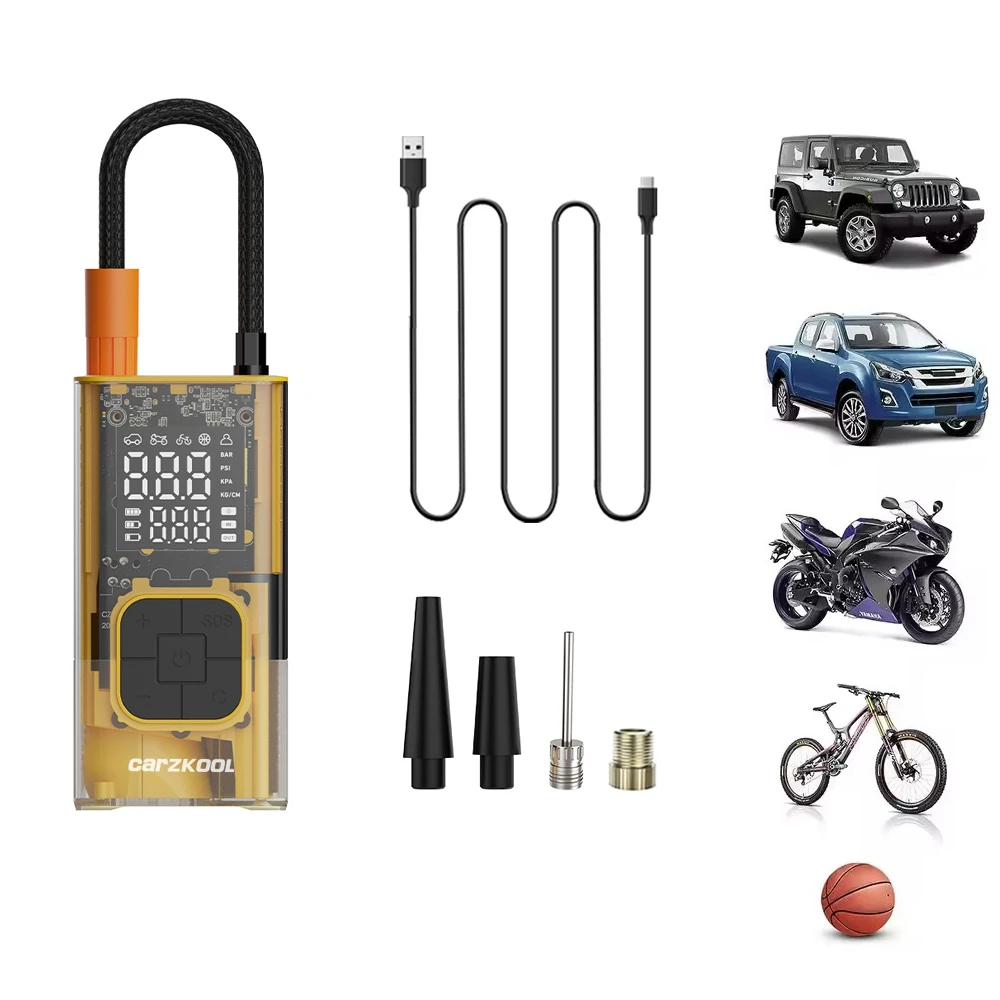 Car Tire Inflator Portable Air Compressor 4X Faster Inflation 150PSI Air Pump Digital Pressure LED Light for Car, Moto Bike Ball