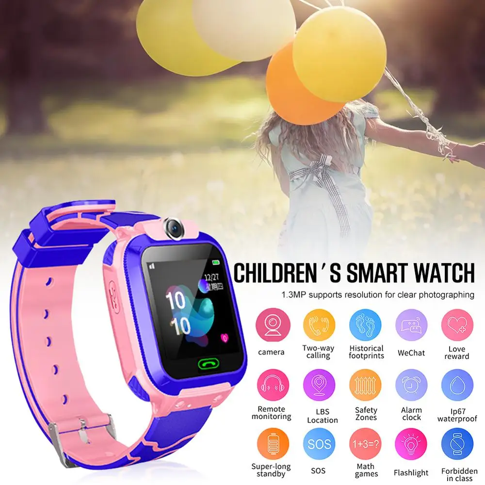 Q12b relógio inteligente infantil android inserção cartão 2g à prova dwaterproof água posicionamento remoto localizador gps câmera chamada anti-perdido pulseira inteligente