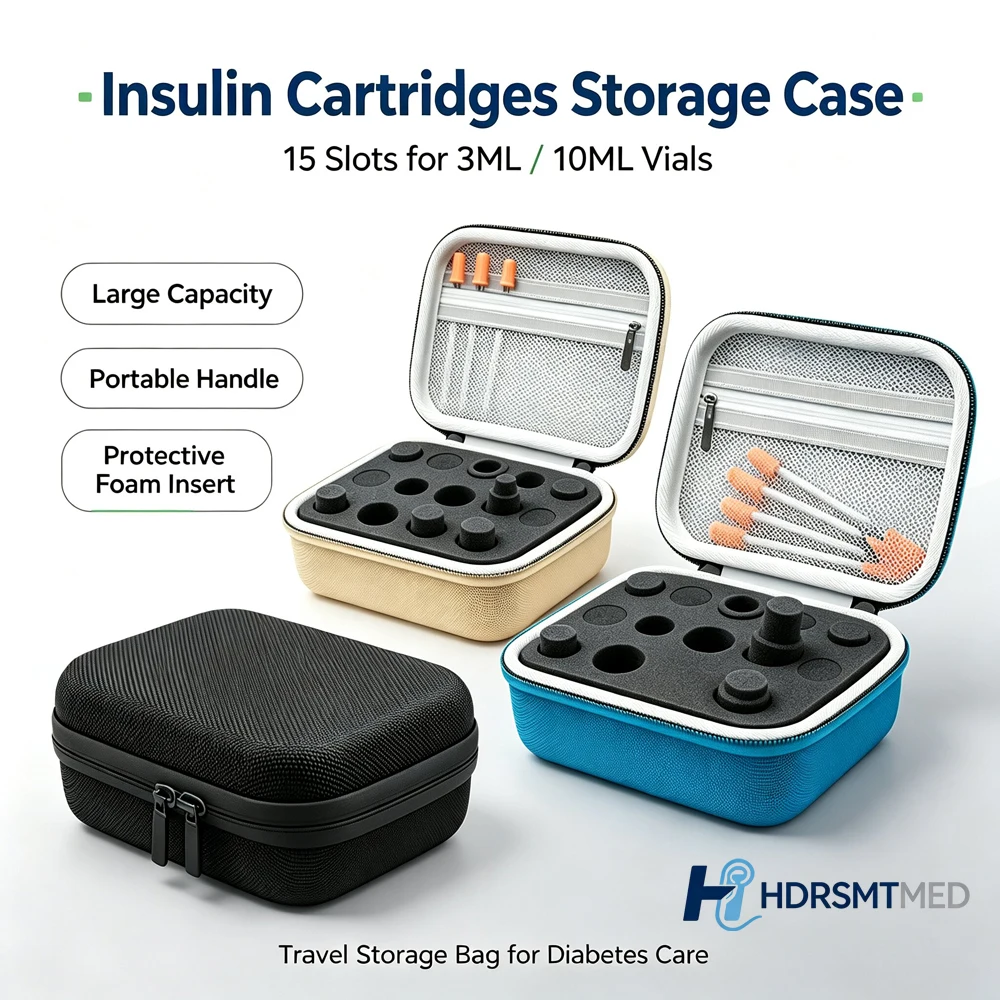 Handheld Peptide Case Insulin Vial Holder 15 Slots for Standard 3/10ml Vial, Colorful Option, Foam Protective, Sale Case Only