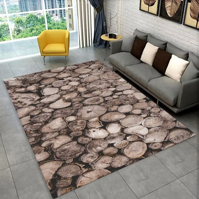 Natural Wood Grain Retro Tree Rings Large Area Rug Non-slip Carpet for Bedroom Living Room Sofa Doormat Home Decor Floor Mat