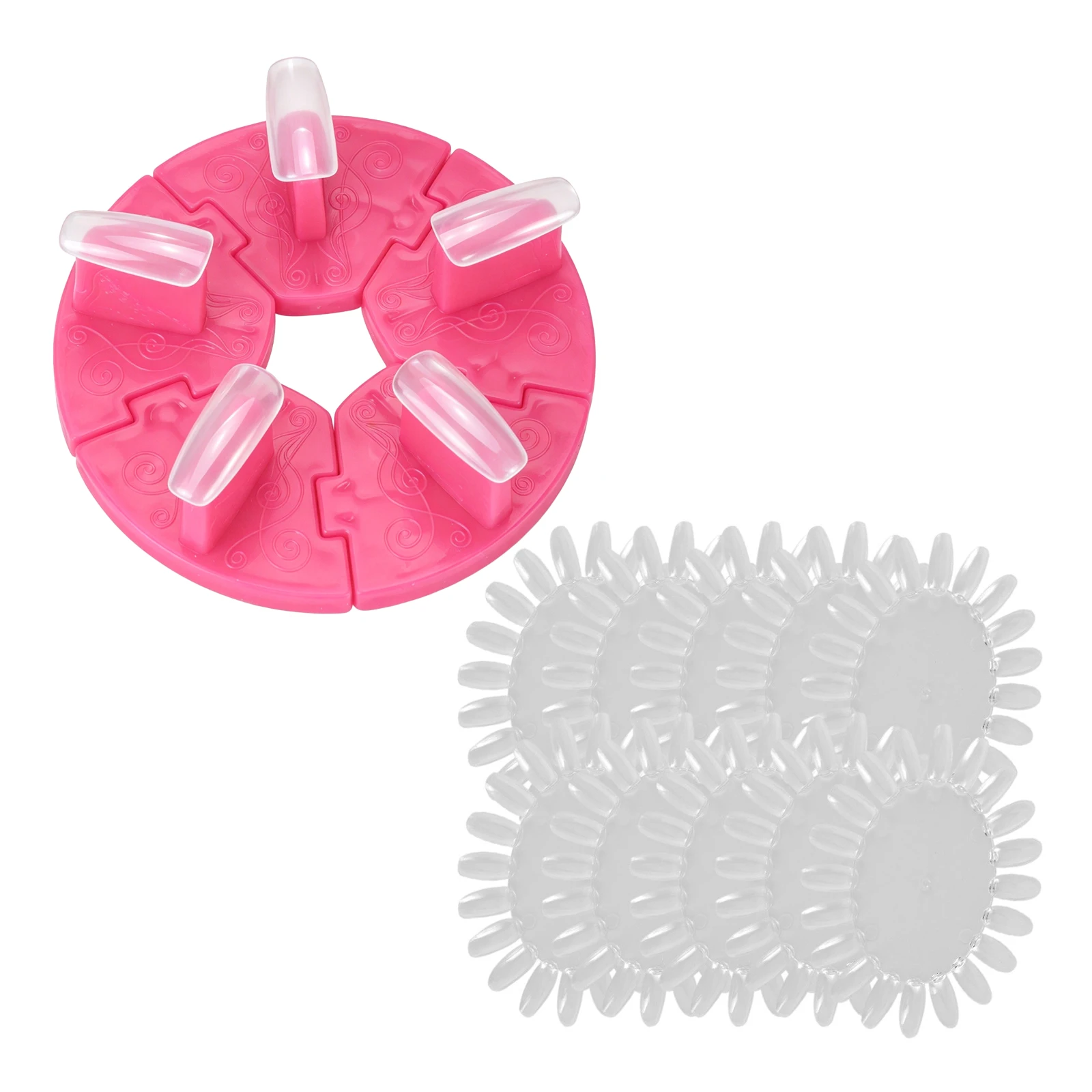 False Nail Art Tips Practice Display Stand Tool with False Nail Tips for Gel Nail Polish DIY Nail Supplies Nail Training Tools