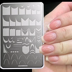 1PCS 9.5X14.5cm French Line Stamping plates for Nail Drawing Template Geometric Stripe DIY Image Stencil Transfer Printing Tools