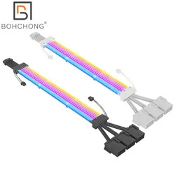 PCIE 5.0 12VHPWR 16Pin to 3pcs 8Pin ARGB Sync Motherboard 24Pin Graphics Card 2pcs 3pcs 8P PC PSU Extension Light Emitting Cable