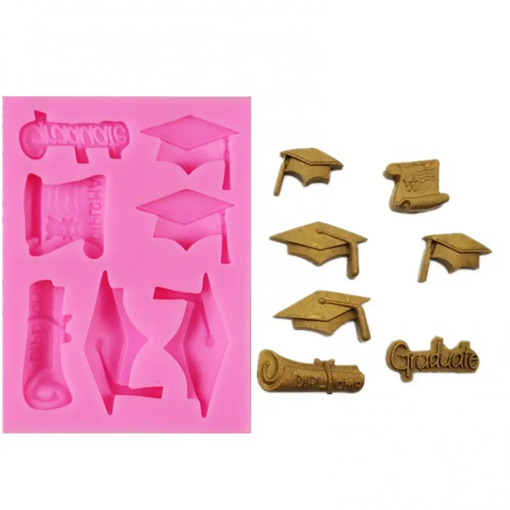 DIY Graduate Silicone Mold Bachelor Cap Fondant DIY Party Cake Decorating Mould Chocolate Mold Cake Baking Sugar Cake Tool