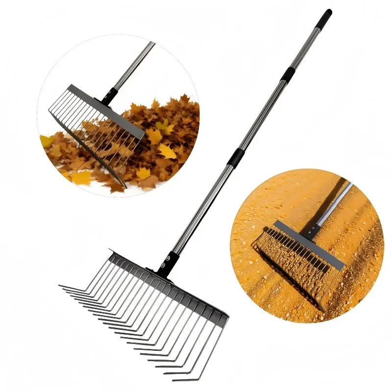 Detachable Grass Rake Agricultural 21 Tooth Cleaning Tools Multi-functional Landscaping Yard Leaf Rake Lawn Weeding Tool