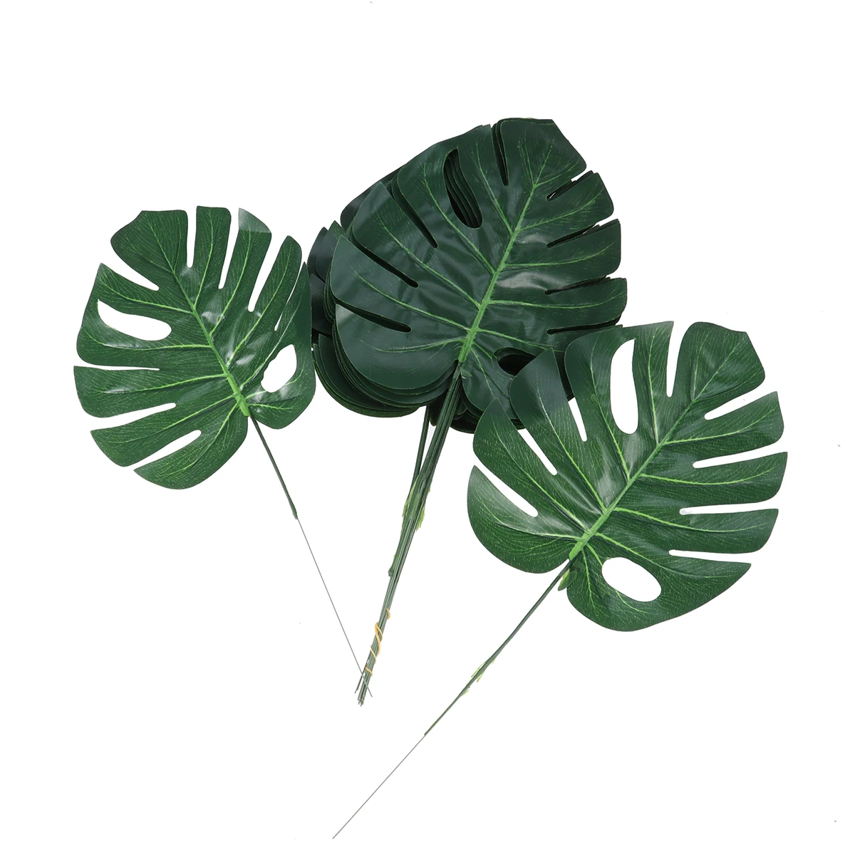 

20 pcs Leaf Realistic Green Artificial Monstera Leaf Plant Decor Home Fake Brazil Leaves Tropical FauxLeaf Arrangement