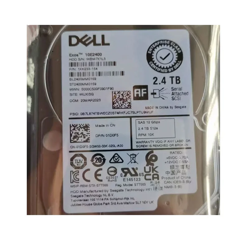 Original 01D0F5 Dell 2.4TB 10K SAS 12Gb/S 2.5-Inch Hard Drive With Tray