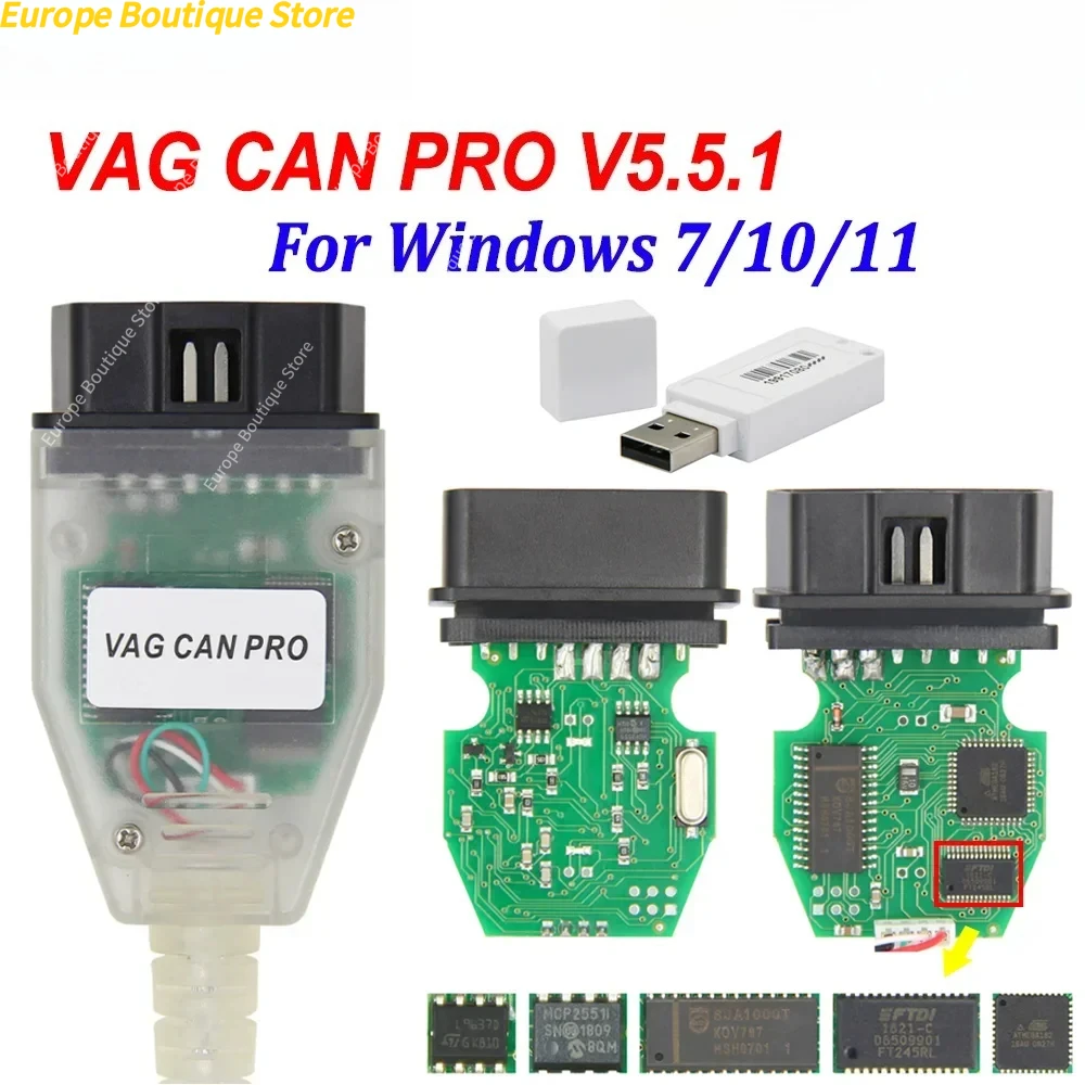 New VAG CAN PRO V5.5.1 Diagnostic Interface FTDI FT245RL VCP OBD2 Cable Can Bus UDS K Line for AUDI VW
