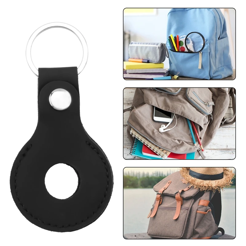 6 Stück pu Ledertasche mit Schlüssel ring Schnalle Ärmel Locator Location Tracker Schutzhülle für Airtags Finder