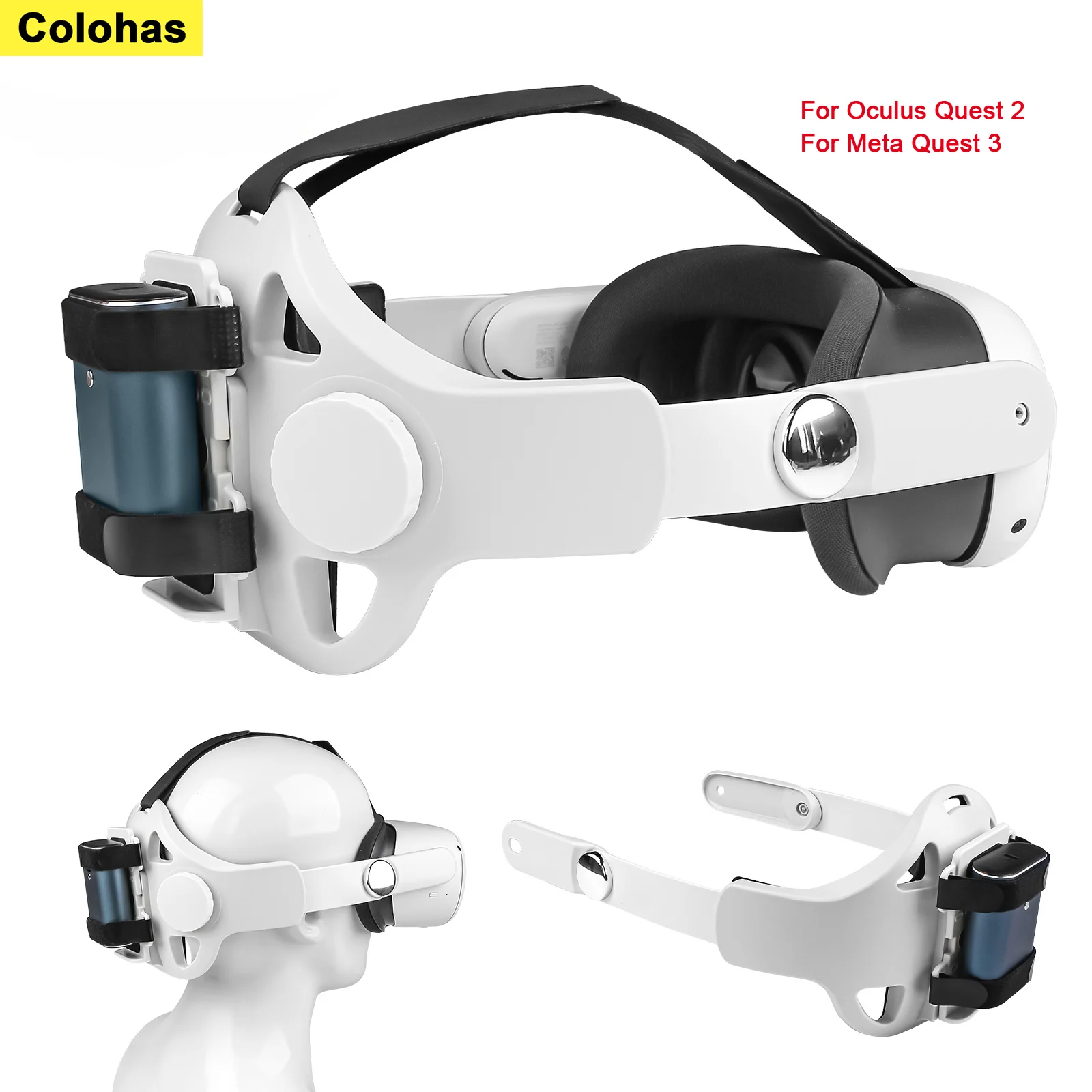 Correa ajustable para la cabeza para Oculus Quest 2 3 3s, soporte de fijación para PowerBank, banda para la cabeza para Meta Quest 3 3s, accesorios de realidad virtual