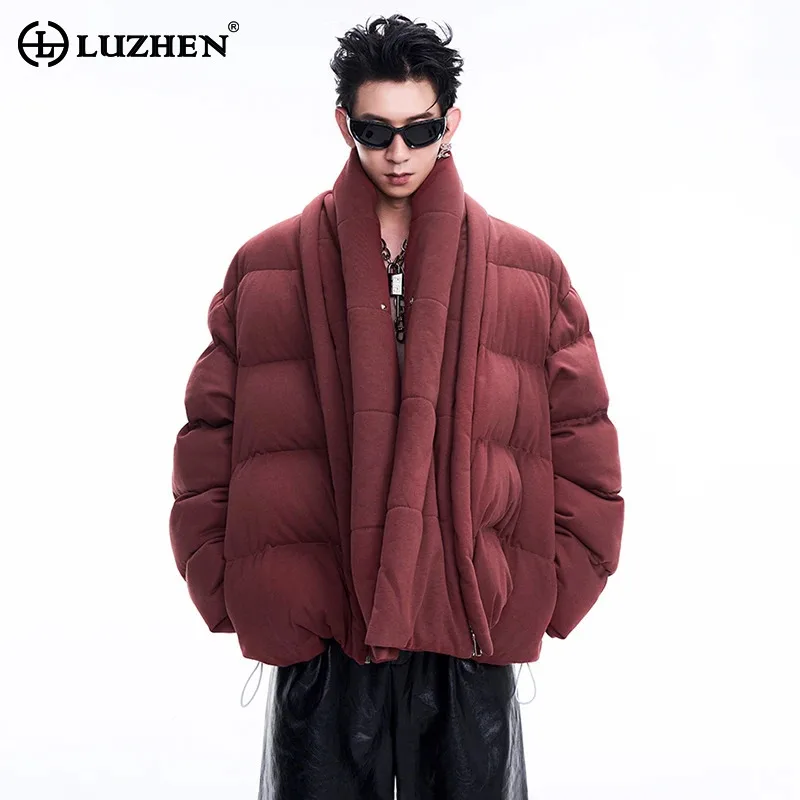 LUZHEN Padded Jackets Detachable Stand Up Collar Trendy Elegant Multifunctional Designer Solid Color Casual Male Clothing LZ7281