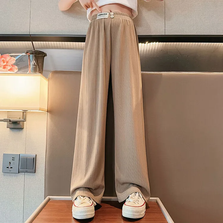 Girls' Wide leg Pants Summer Sports and leisure Pants 2024 New Fashionable Children's Pants Trendy Straight leg Pants 120-170CM