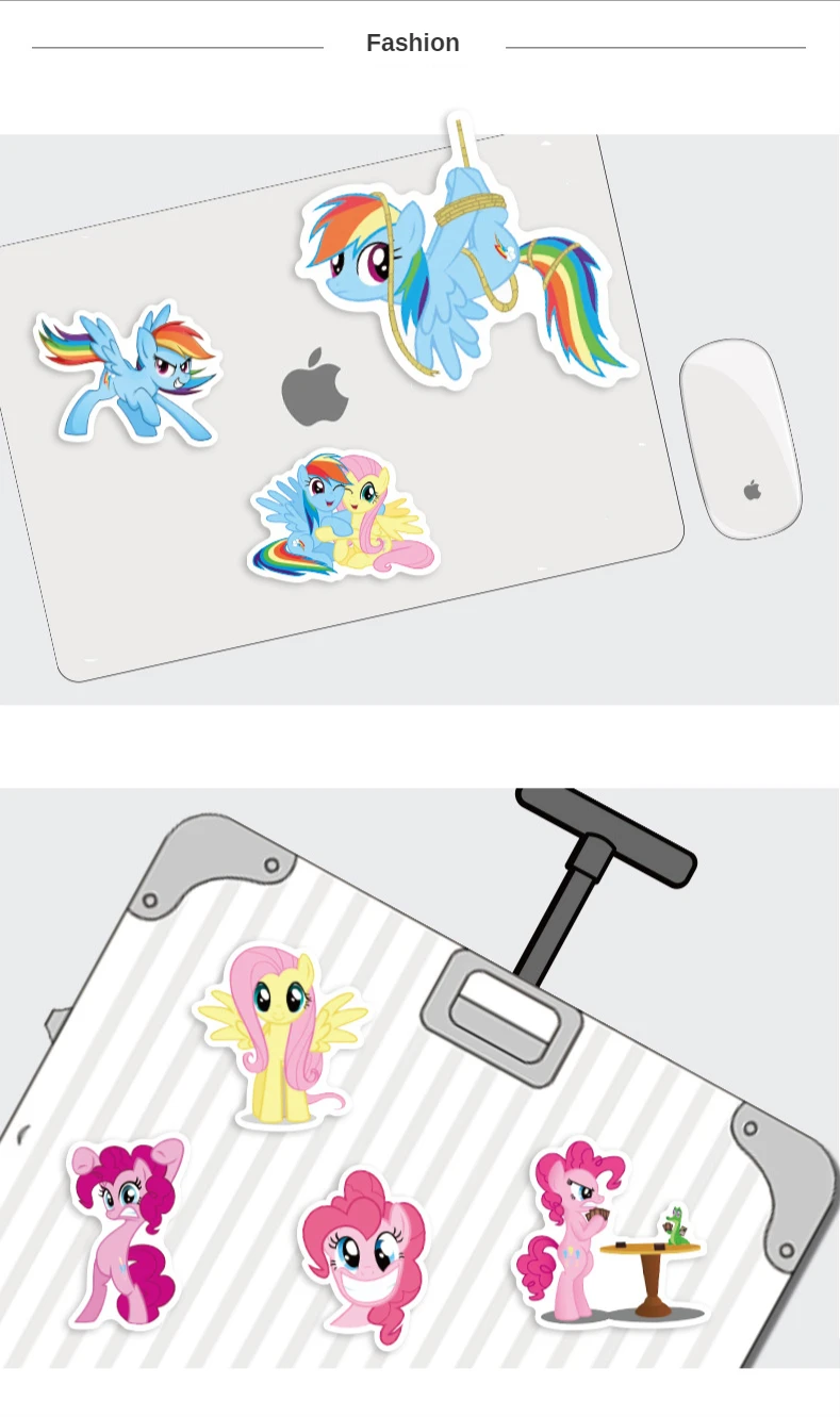�� 50 Stück My Little Pony Aufkleber, Niedliche Pinkie Pie und Rainbow Dash Sticker für Kinder, Laptop, Wasserflasche, Gepäck, DIY Scrapbook, Geschenk – Detail 3