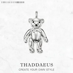 Pendant Teddy Bear Winter Brand New Fine Jewelry Europe 925 Sterling Silver Cute Gift For Woman Men