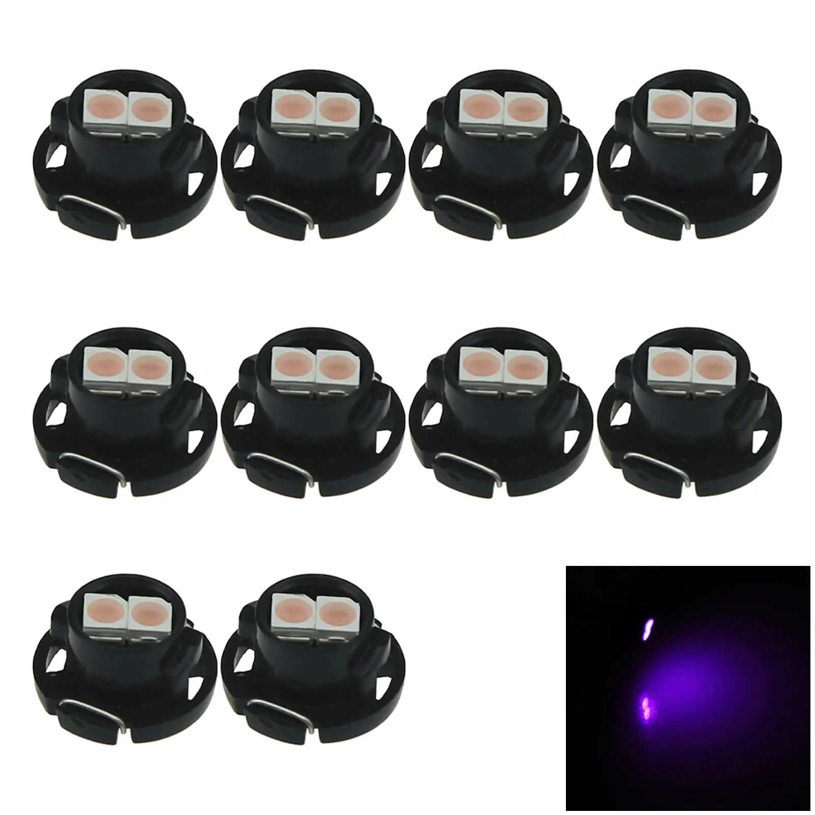 10x Pink AUTO T4.7 Lamp NEO Dash Twist Socket HVAC Control Light 2 Emitters 1210 SMD LED 79607-SHJ-S01 N202-P