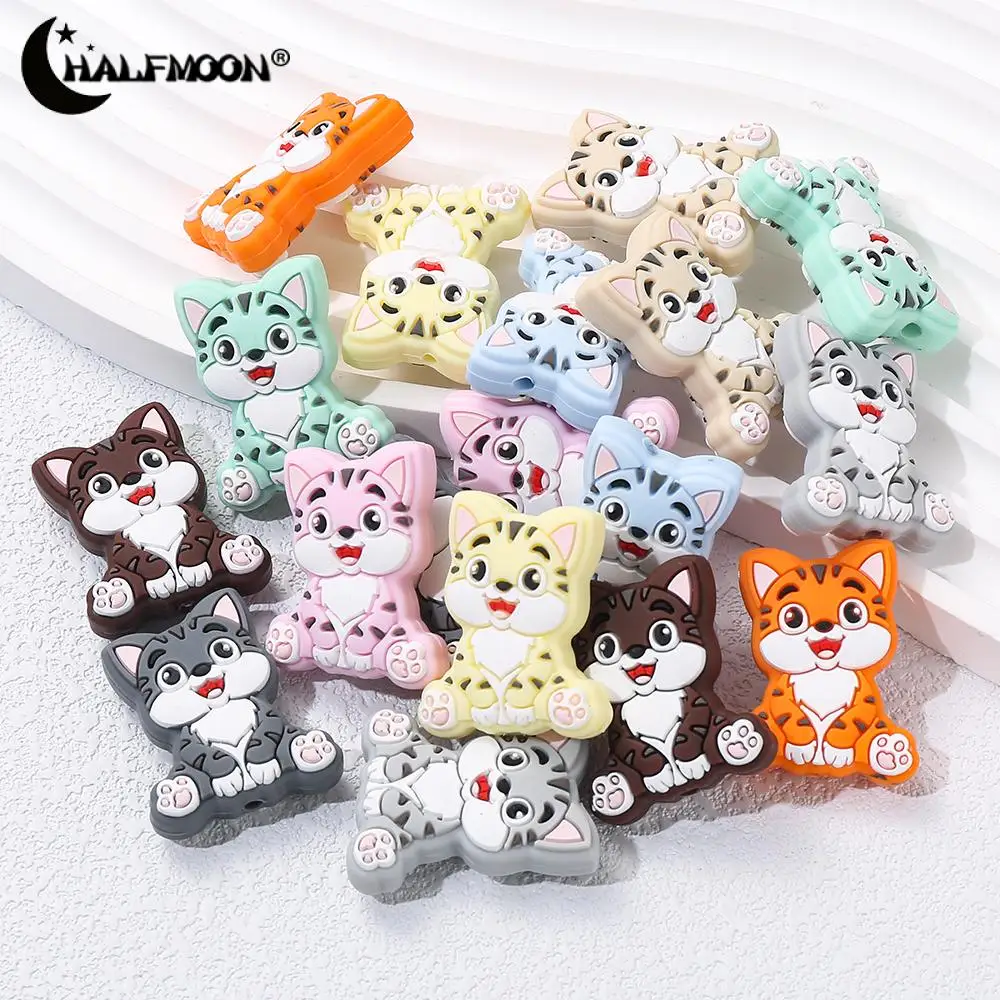 10Pcs Animal Silicone Beads Cartoon Cute Tiger Focal Beads For Jewelry Making DIY Pen KeyChain Bracelet Necklace Accessories