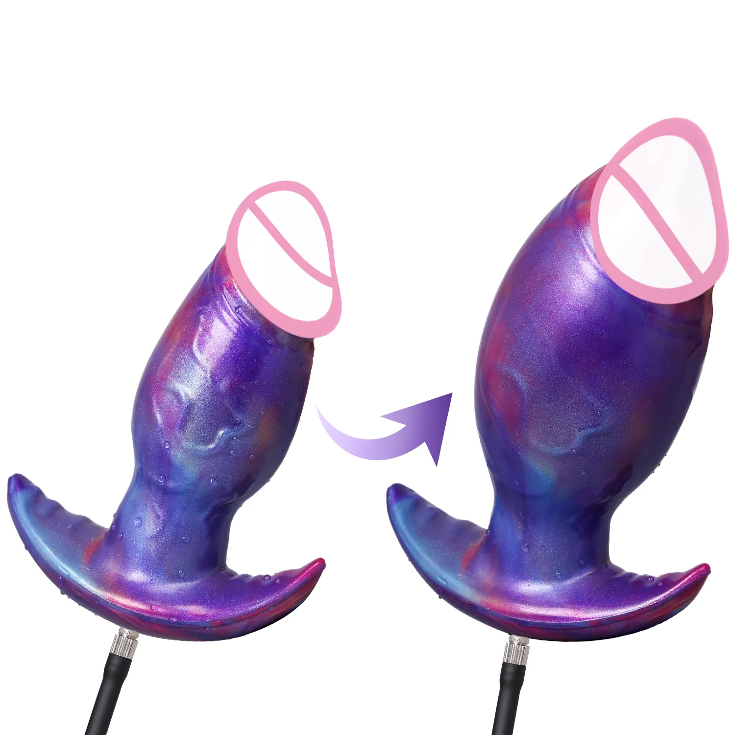 Large Inflatable Butt Plug Silicone Anal Toy with T-Shape Base Expanding Prostate Dialato for Sexual Wellness