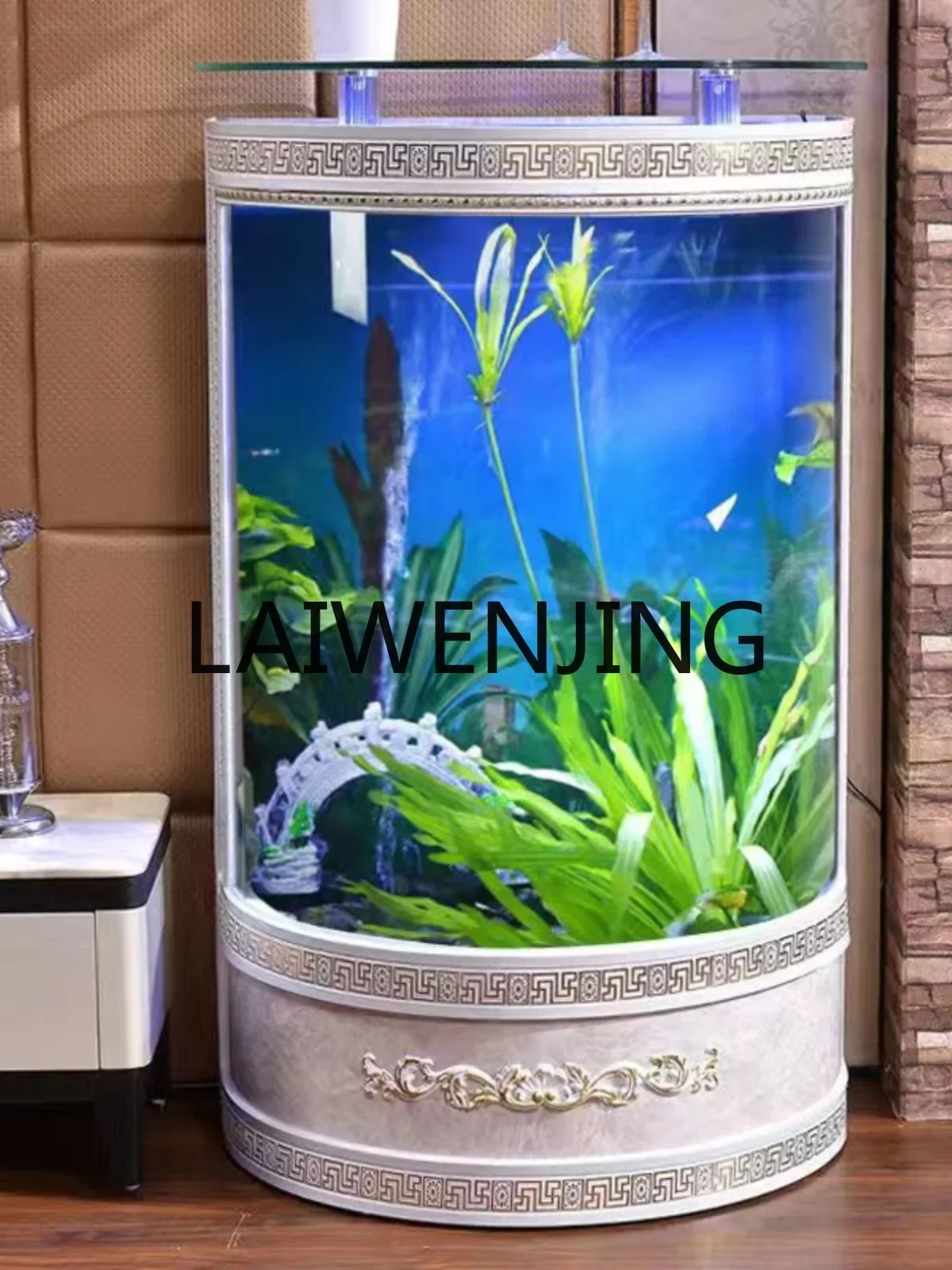 

a-15 Glass Medium and Large Floor Change Water Lazy Cylinder Aquarium