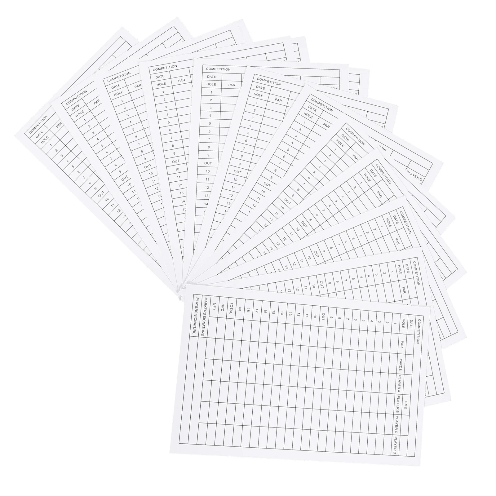 12Pcs Golf Score Cards High Quality Coated Paper Score Record Cards Lightweight Convenient Competition Supplies