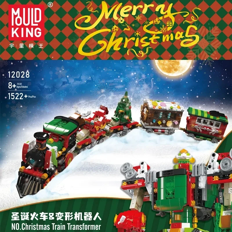 MOULD KING 12028 Technical Christmas Train Building Blocks 2 in 1 Transformer Deformation Robot Bricks Toys for Boys Birthday