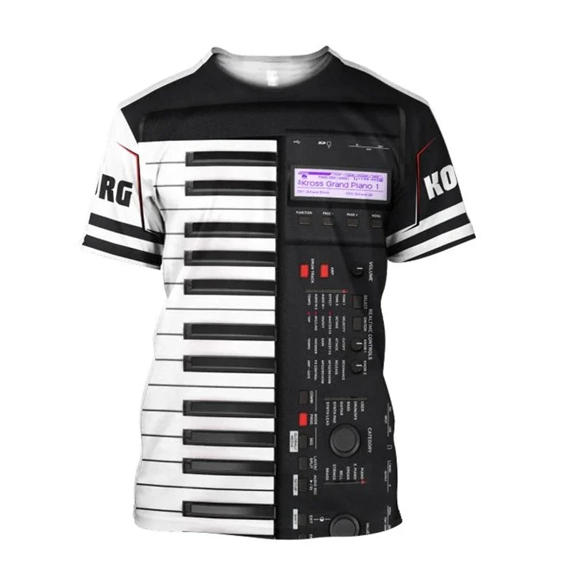 Fashion Piano music 3D Printed T-shirts summer funny Harajuku short sleeve Musical instrument O-Neck T-Shirt Casual Short Sleeve